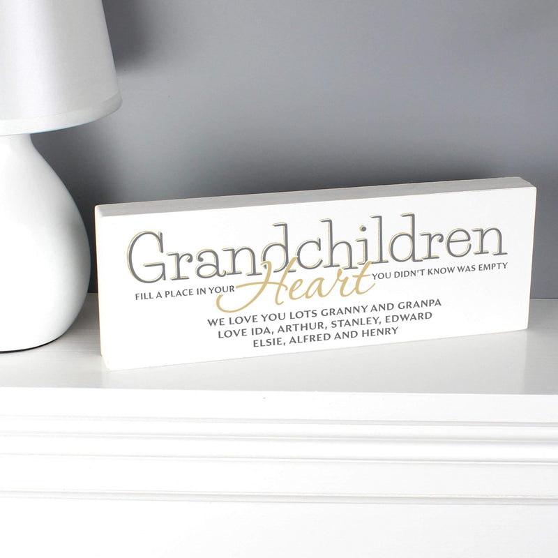 Personalised Memento Personalised Grandchildren Wooden Block Sign