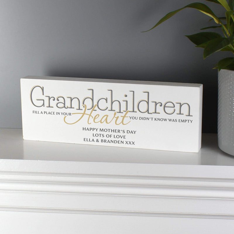 Personalised Memento Personalised Grandchildren Wooden Block Sign