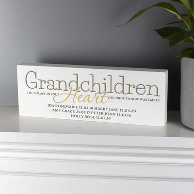 Personalised Memento Personalised Grandchildren Wooden Block Sign