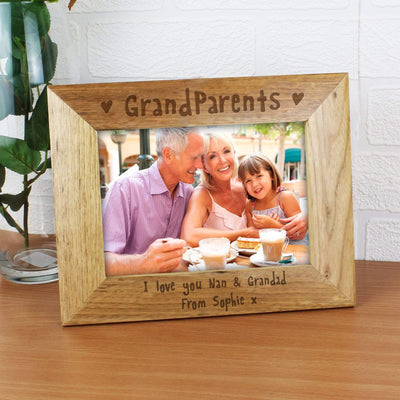 Personalised Memento Photo Frames, Albums and Guestbooks Personalised Grandparents 7x5 Landscape Wooden Photo Frame