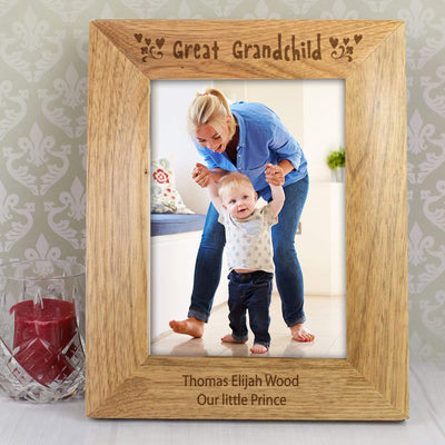 Personalised Memento Wooden Personalised Great Grandchild 5x7 Wooden Photo Frame