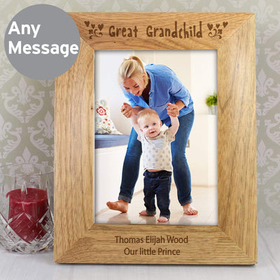 Personalised Great Grandchild 5x7 Wooden Photo Frame, The Personal Shop, personalised gifts