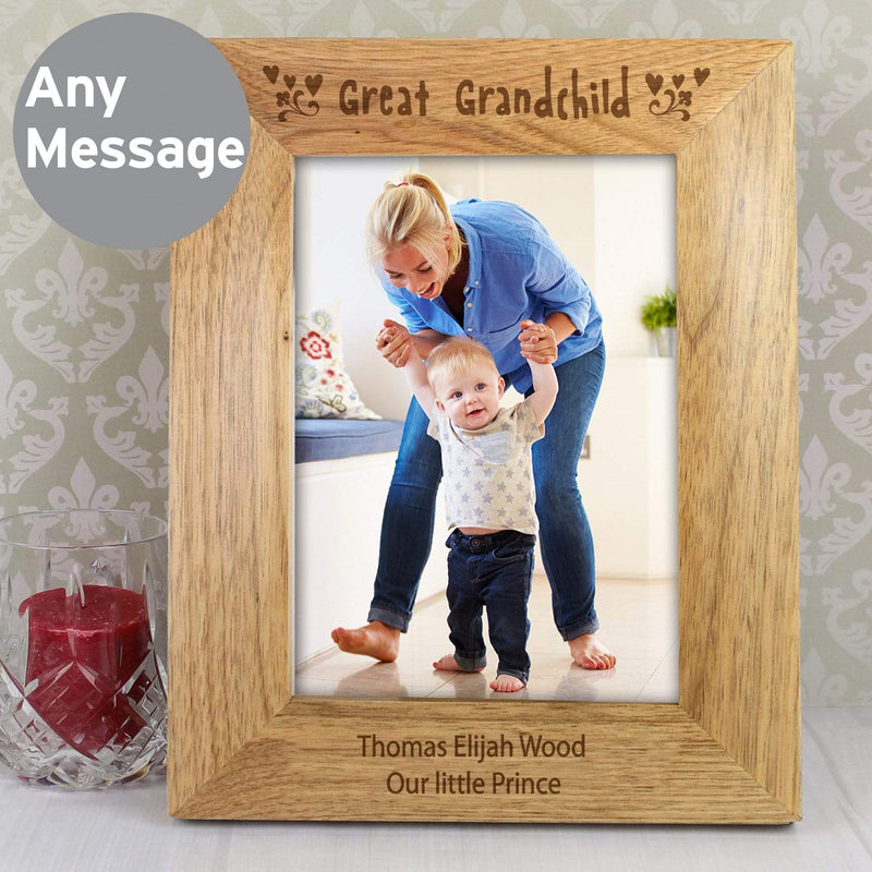 Personalised Great Grandchild 5x7 Wooden Photo Frame, The Personal Shop, personalised gifts