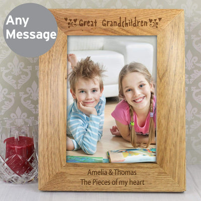 Personalised Memento Photo Frames, Albums and Guestbooks Personalised Great Grandchilden 5x7 Wooden Photo Frame