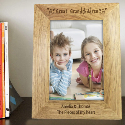 Personalised Memento Photo Frames, Albums and Guestbooks Personalised Great Grandchilden 5x7 Wooden Photo Frame