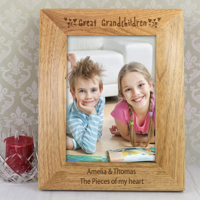 Personalised Memento Photo Frames, Albums and Guestbooks Personalised Great Grandchilden 5x7 Wooden Photo Frame