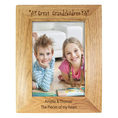 Personalised Memento Photo Frames, Albums and Guestbooks Personalised Great Grandchilden 5x7 Wooden Photo Frame