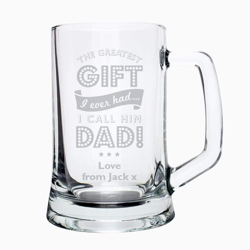 Personalised Memento Glasses &amp; Barware Personalised Greatest Dad Glass Pint Stern Tankard