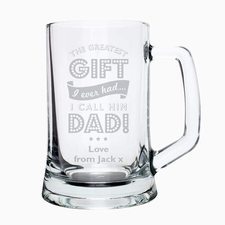Personalised Memento Glasses &amp; Barware Personalised Greatest Dad Glass Pint Stern Tankard