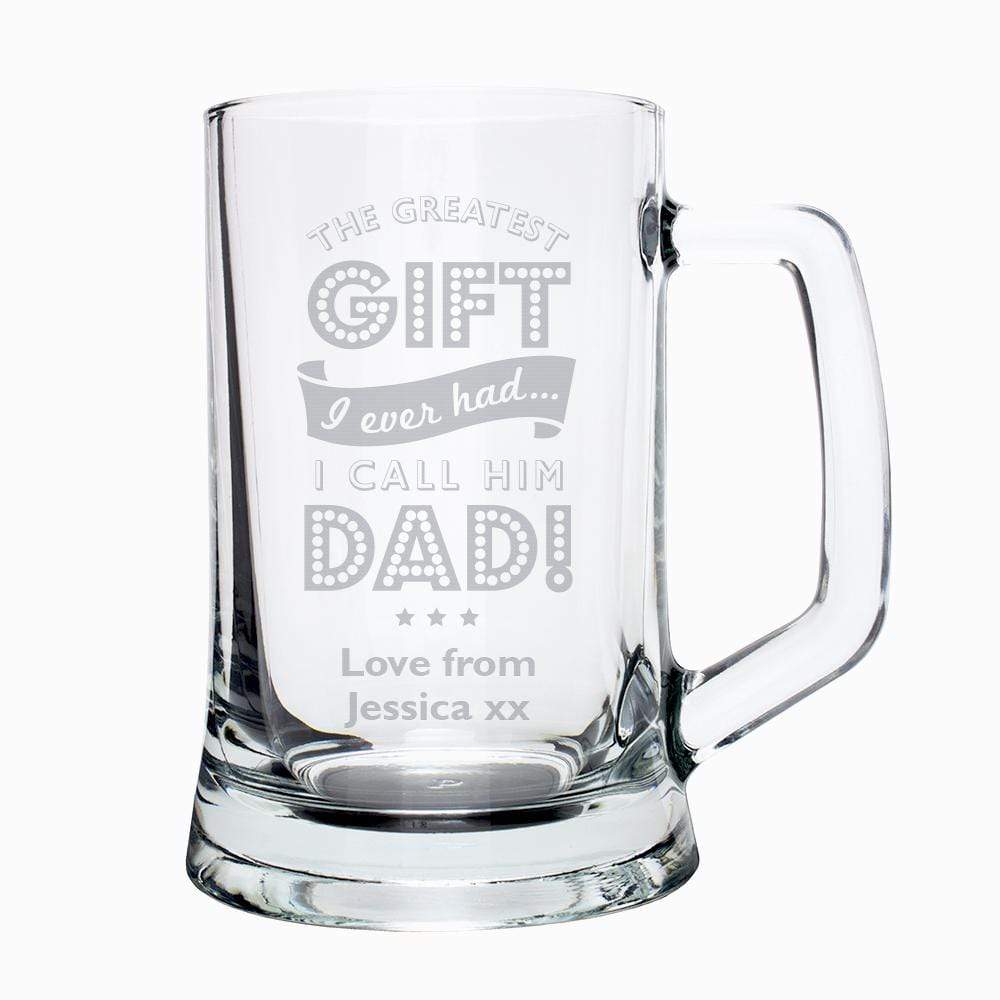 Personalised Memento Glasses &amp; Barware Personalised Greatest Dad Glass Pint Stern Tankard