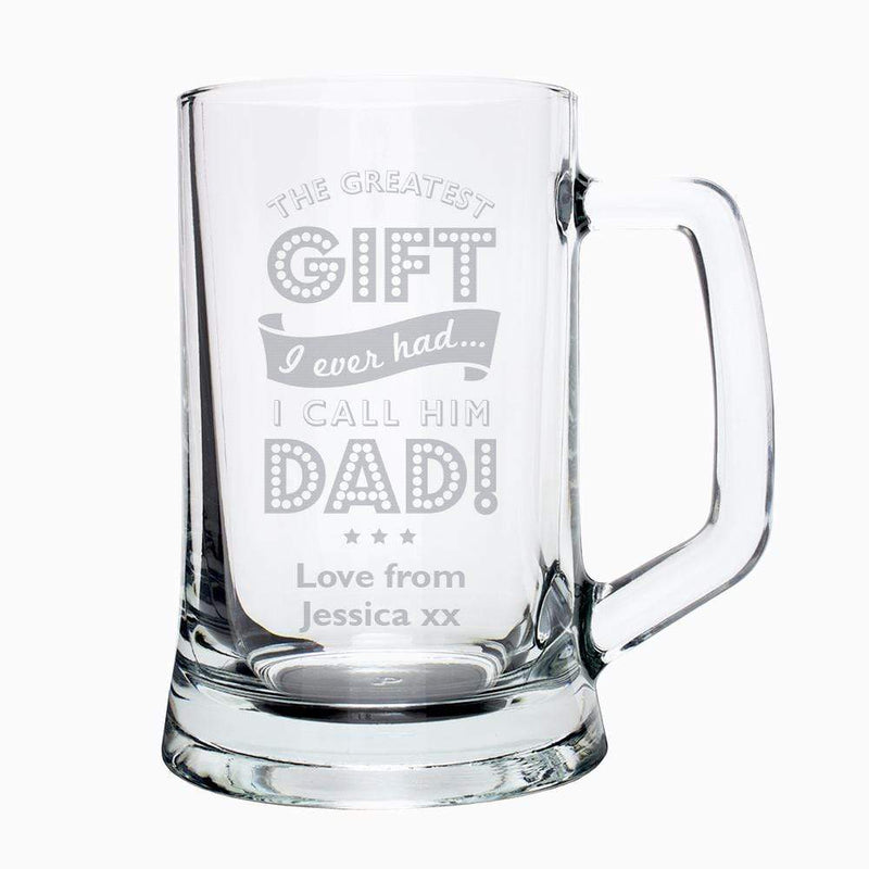 Personalised Memento Glasses & Barware Personalised Greatest Dad Glass Pint Stern Tankard