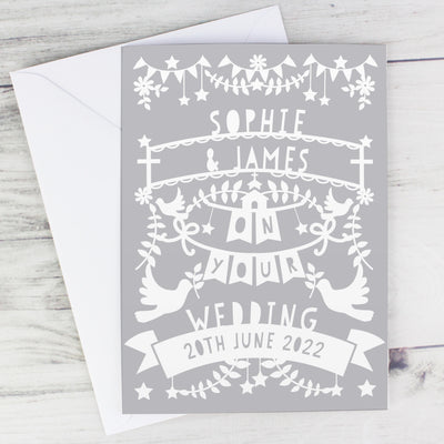 Personalised Memento Personalised Grey Papercut Style Card