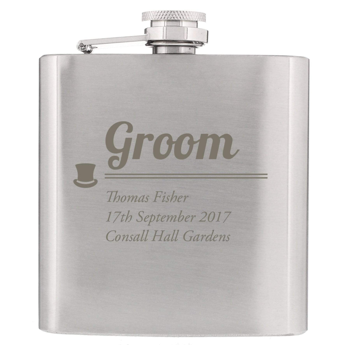 Personalised Memento Glasses & Barware Personalised Groom Hip Flask