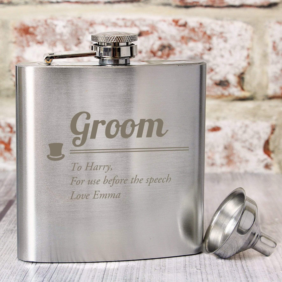 Personalised Memento Glasses & Barware Personalised Groom Hip Flask