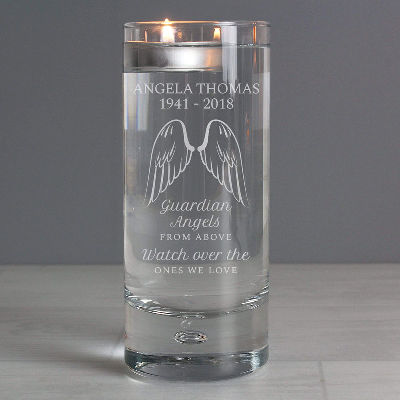 Personalised Memento Candles & Reed Diffusers Personalised Guardian Angel Wings Floating Candle Holder