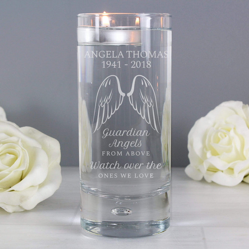 Personalised Memento Candles & Reed Diffusers Personalised Guardian Angel Wings Floating Candle Holder