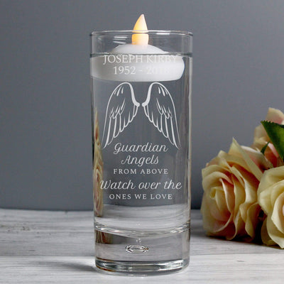 Personalised Memento Candles & Reed Diffusers Personalised Guardian Angel Wings Floating Candle Holder