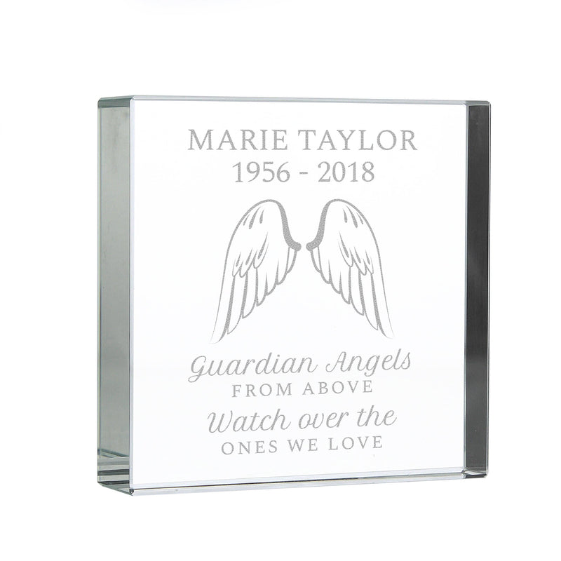 Personalised Memento Ornaments Personalised Guardian Angel Wings Large Crystal Token