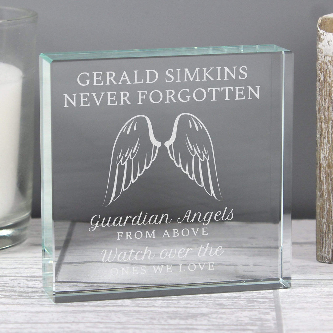 Personalised Memento Ornaments Personalised Guardian Angel Wings Large Crystal Token