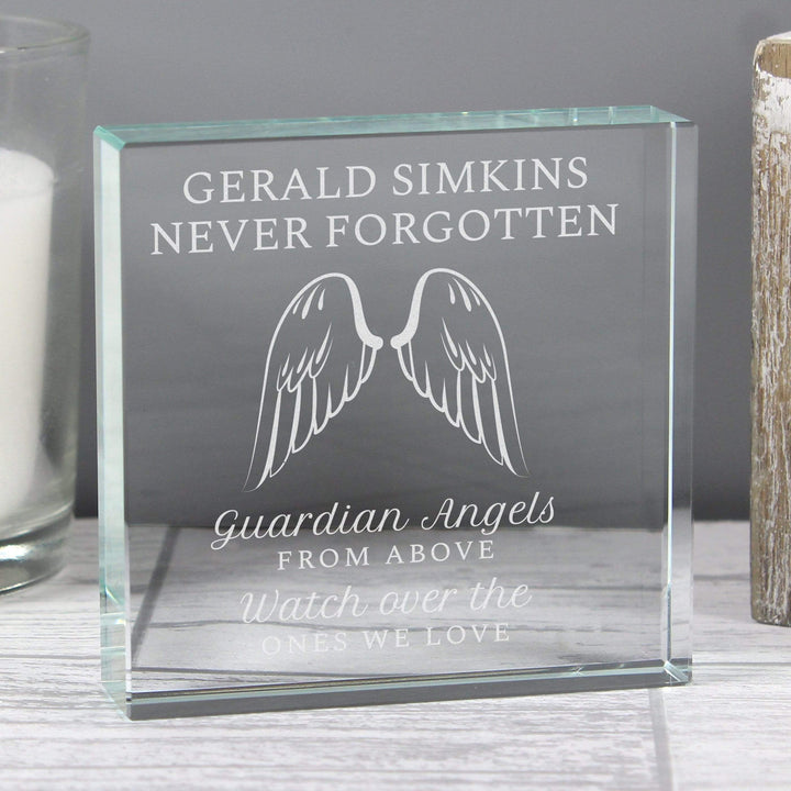 Personalised Memento Ornaments Personalised Guardian Angel Wings Large Crystal Token