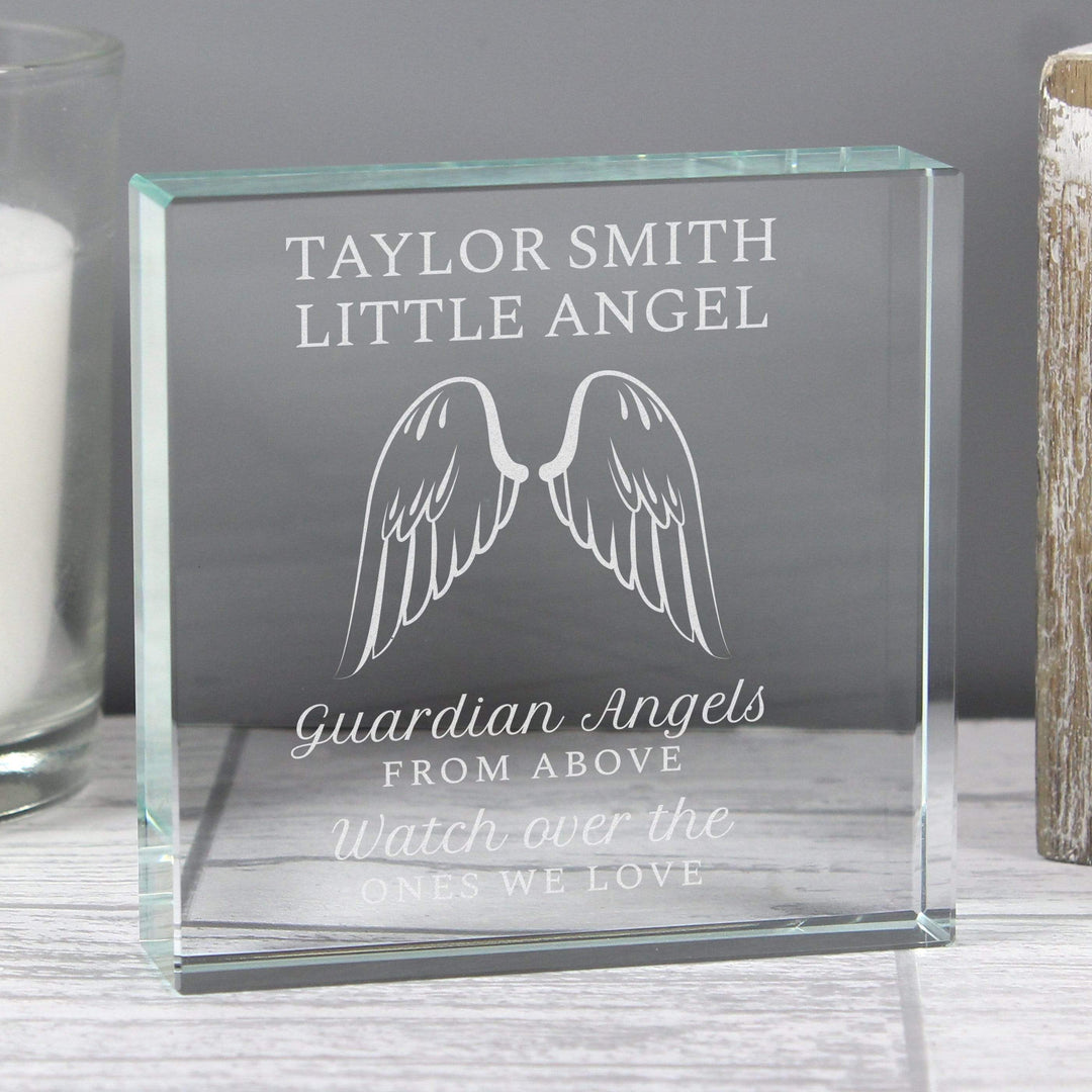 Personalised Memento Ornaments Personalised Guardian Angel Wings Large Crystal Token