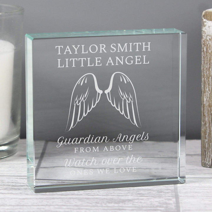 Personalised Memento Ornaments Personalised Guardian Angel Wings Large Crystal Token