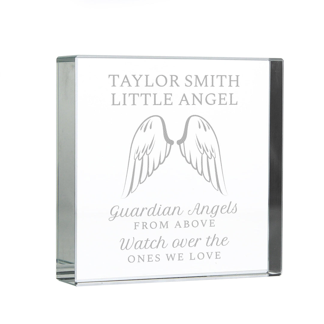 Personalised Memento Ornaments Personalised Guardian Angel Wings Large Crystal Token