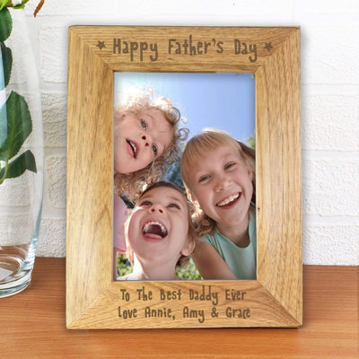 Personalised Memento Photo Frames, Albums and Guestbooks Personalised Happy Father's Day 5x7 Wooden Photo Frame