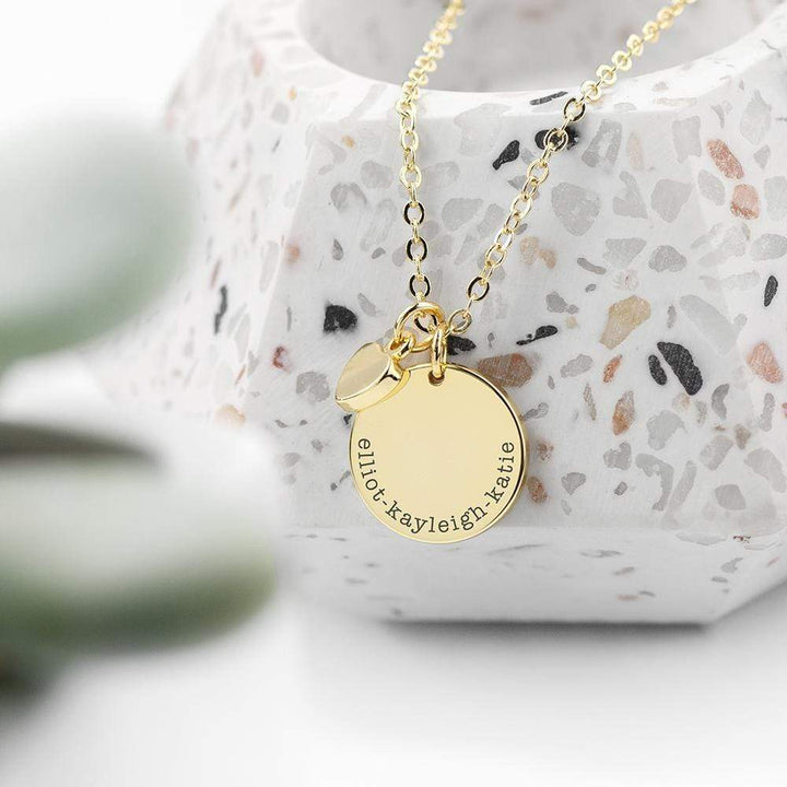 Treat Personalised Heart And Disc Family Necklace