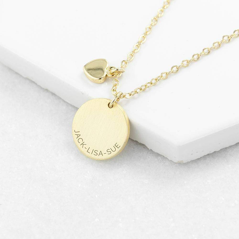 Treat Gold Personalised Heart And Disc Family Necklace