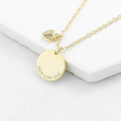 Treat Gold Personalised Heart And Disc Family Necklace