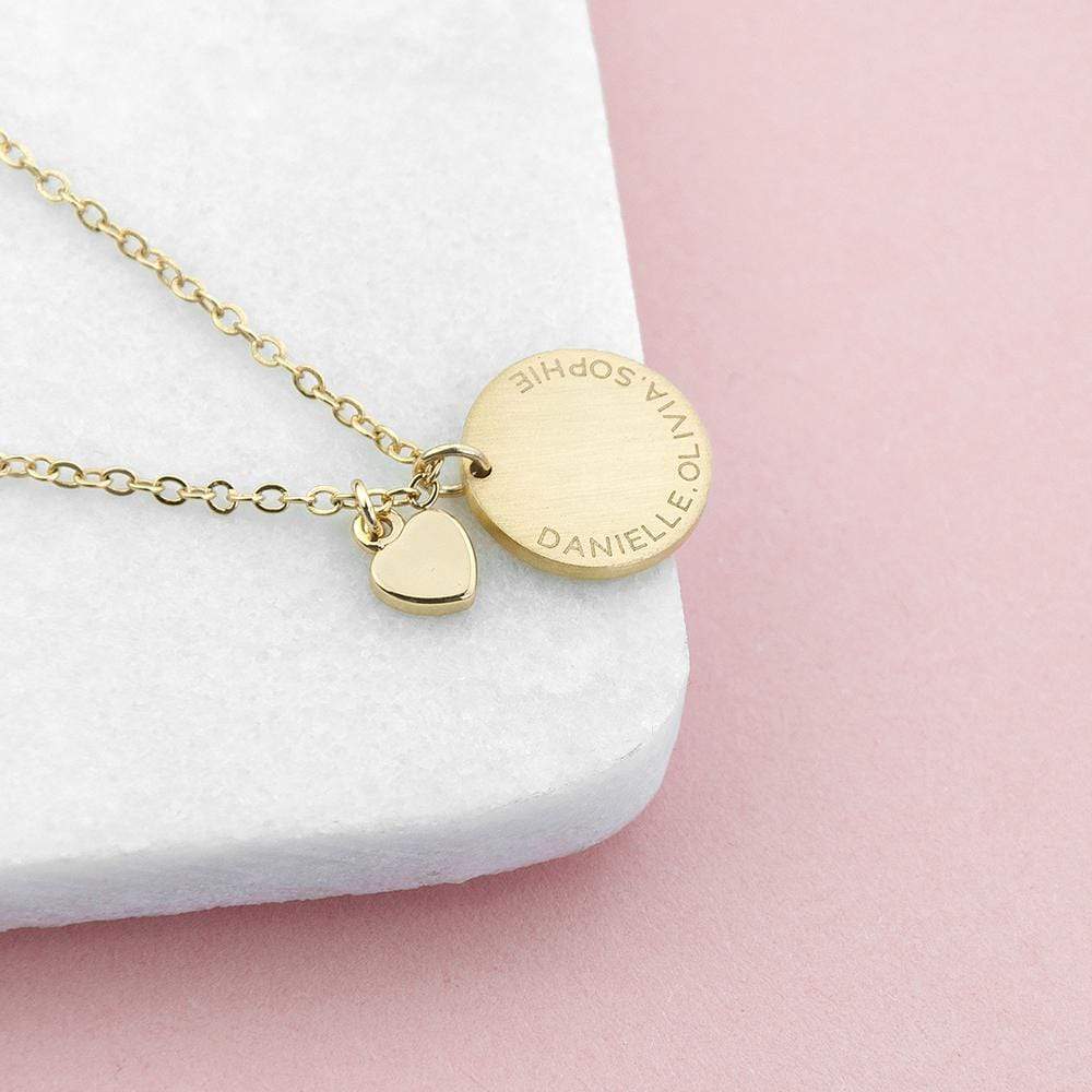 Treat Personalised Heart And Disc Family Necklace