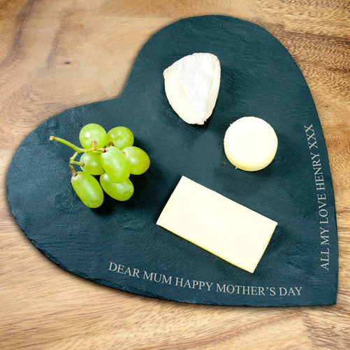 Heart Slate Cheese Board with Personalised Engraving