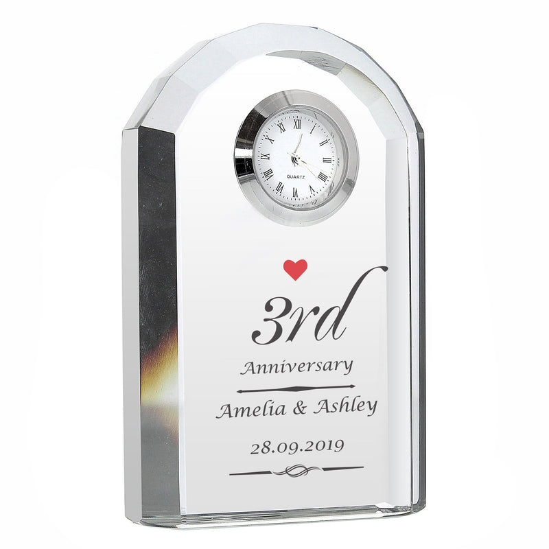 Personalised Memento Clocks & Watches Personalised Heart Motif Crystal Clock