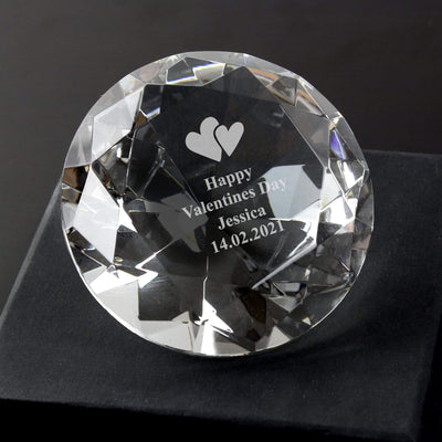 Personalised Memento Ornaments Personalised Heart Motif Diamond Paperweight
