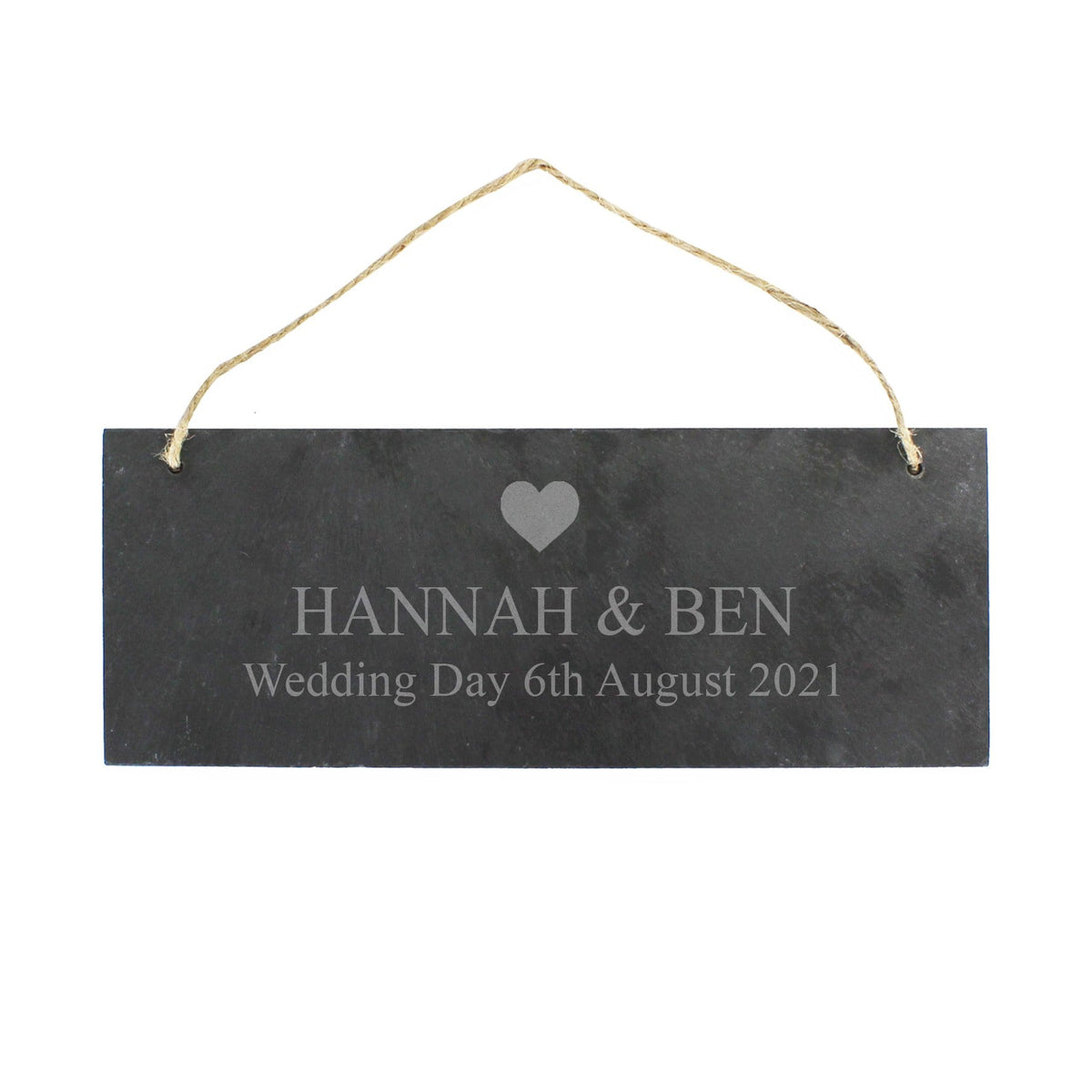 Personalised Memento Slate Personalised Heart Motif Hanging Slate Plaque