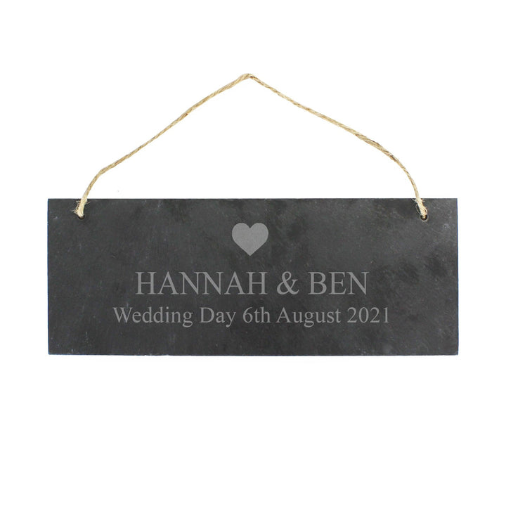 Personalised Memento Slate Personalised Heart Motif Hanging Slate Plaque