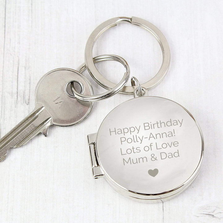 Personalised Memento Keepsakes Personalised Heart Motif Round Photo Keyring