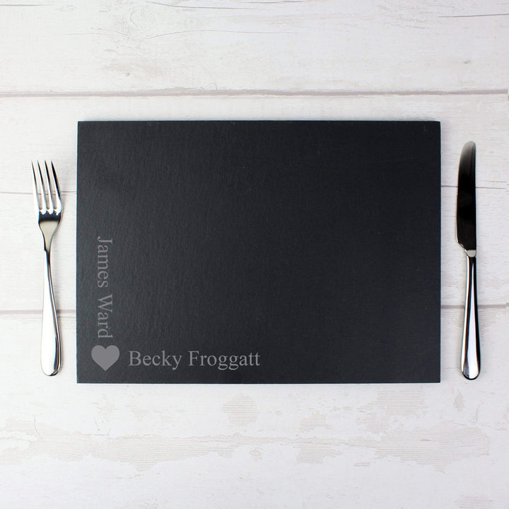Personalised Memento Kitchen, Baking &amp; Dining Gifts Personalised Heart Motif Slate Placemat