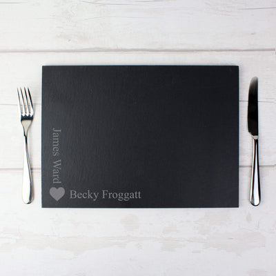 Personalised Memento Kitchen, Baking & Dining Gifts Personalised Heart Motif Slate Placemat