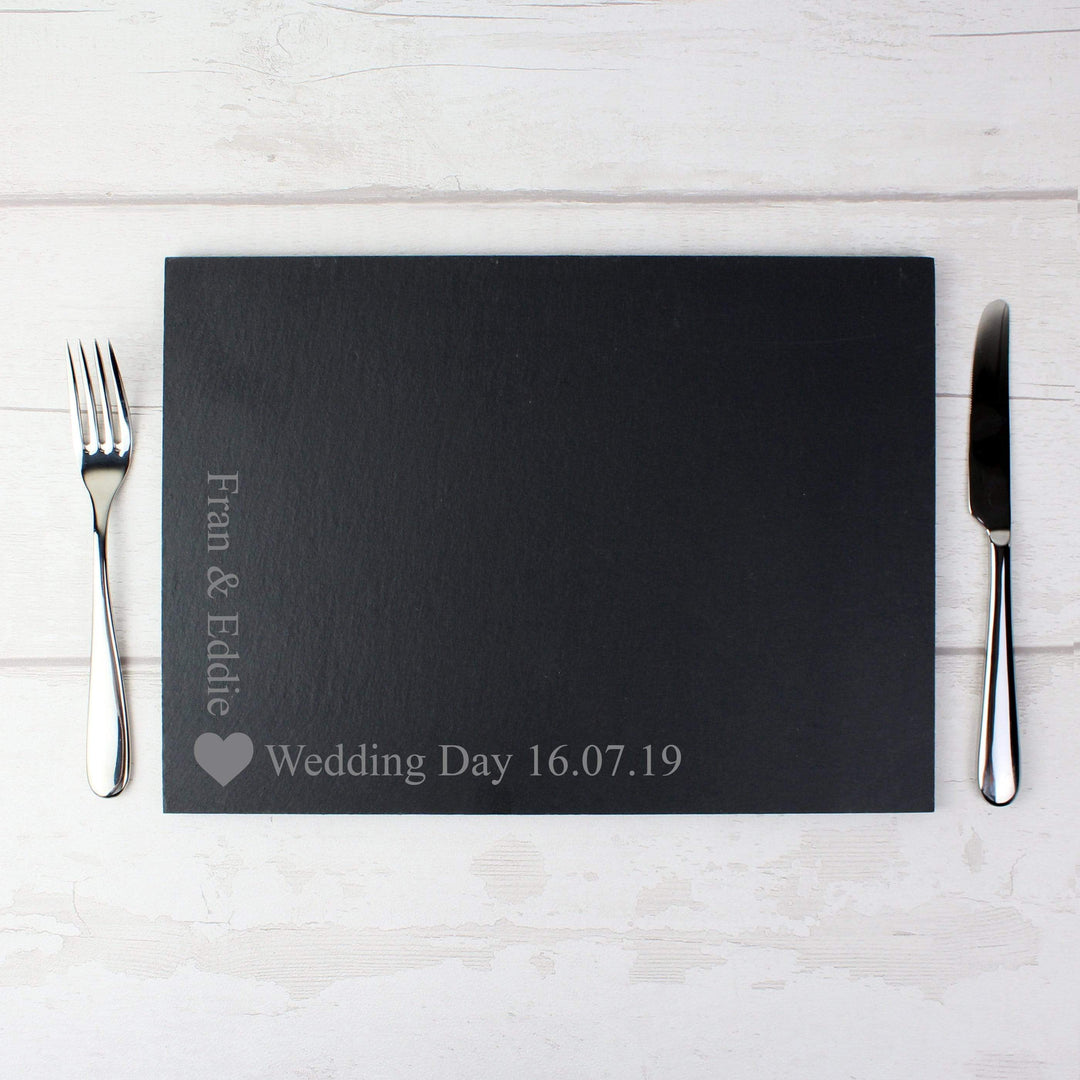 Personalised Memento Kitchen, Baking &amp; Dining Gifts Personalised Heart Motif Slate Placemat