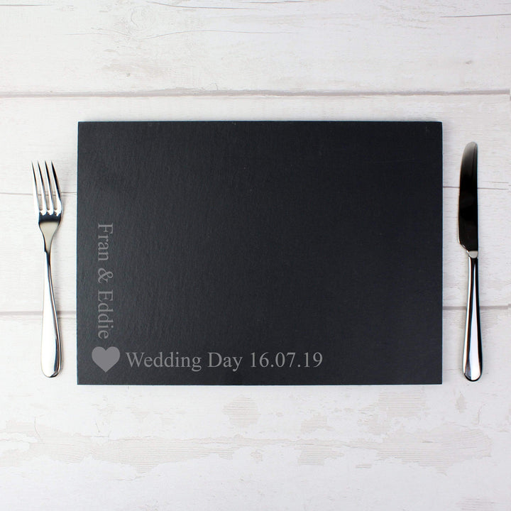 Personalised Memento Kitchen, Baking &amp; Dining Gifts Personalised Heart Motif Slate Placemat