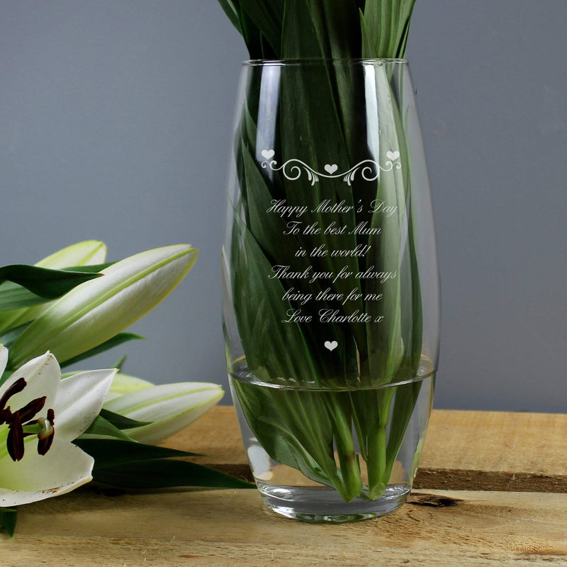 Personalised Memento Vases Personalised Hearts & Swirls Bullet Vase