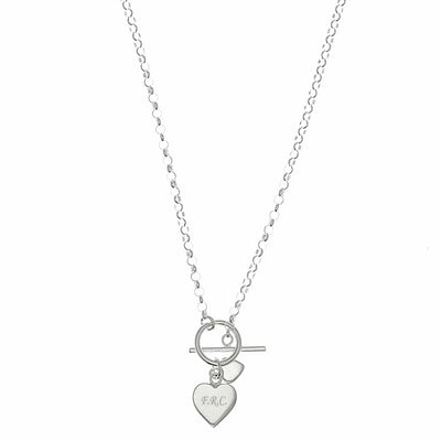 Personalised Memento Jewellery Personalised Hearts T-Bar Necklace