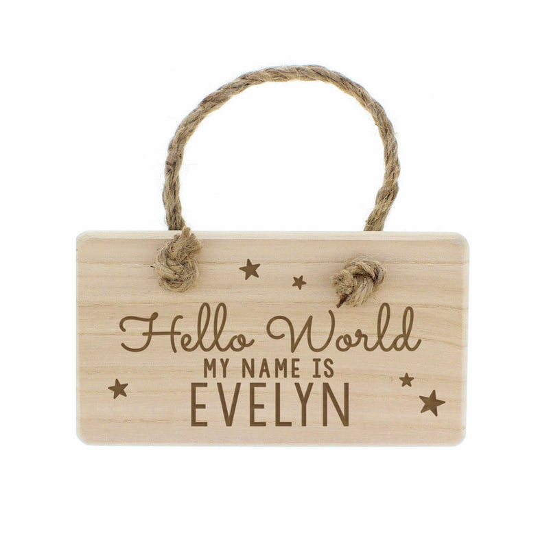 Personalised Memento Personalised Hello World Wooden Sign