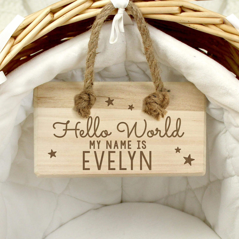 Personalised Memento Personalised Hello World Wooden Sign