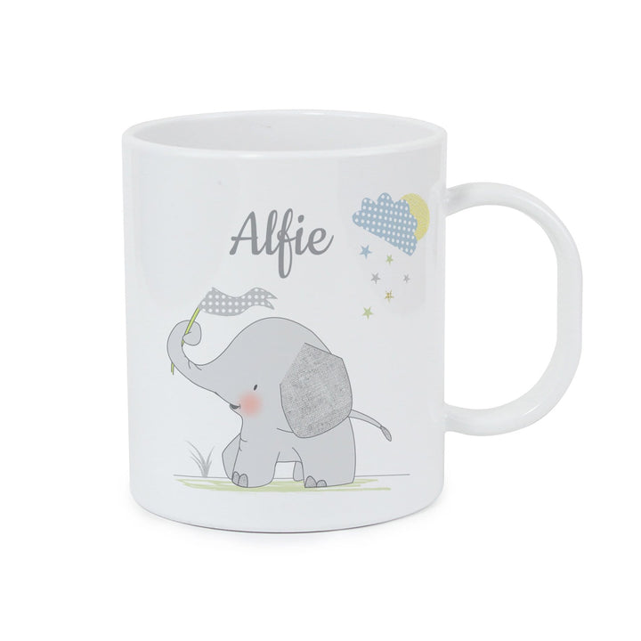 Personalised Memento Mealtime Essentials Personalised Hessian Elephant Plastic Mug