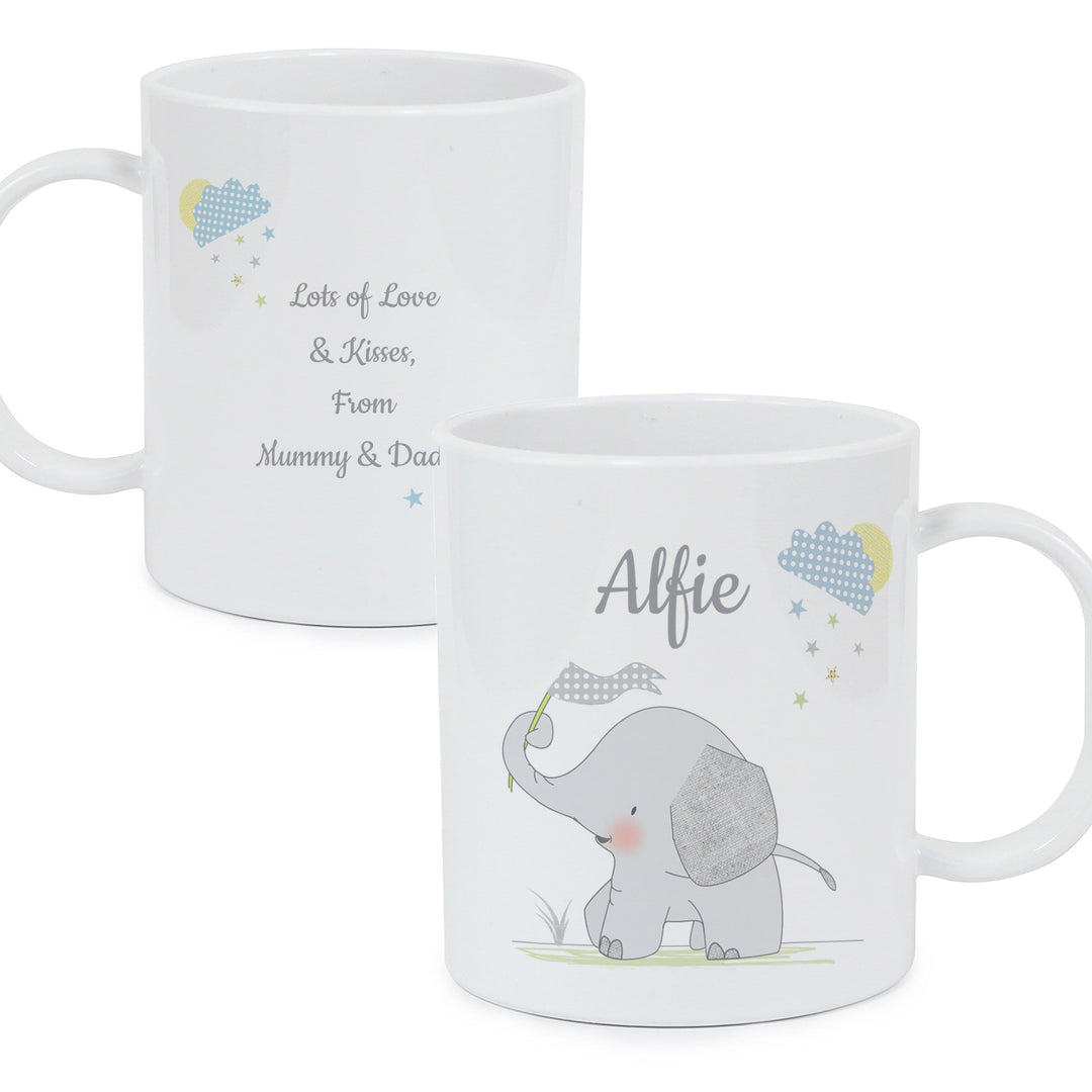Personalised Memento Mealtime Essentials Personalised Hessian Elephant Plastic Mug
