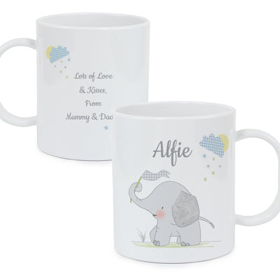 Personalised Memento Mealtime Essentials Personalised Hessian Elephant Plastic Mug