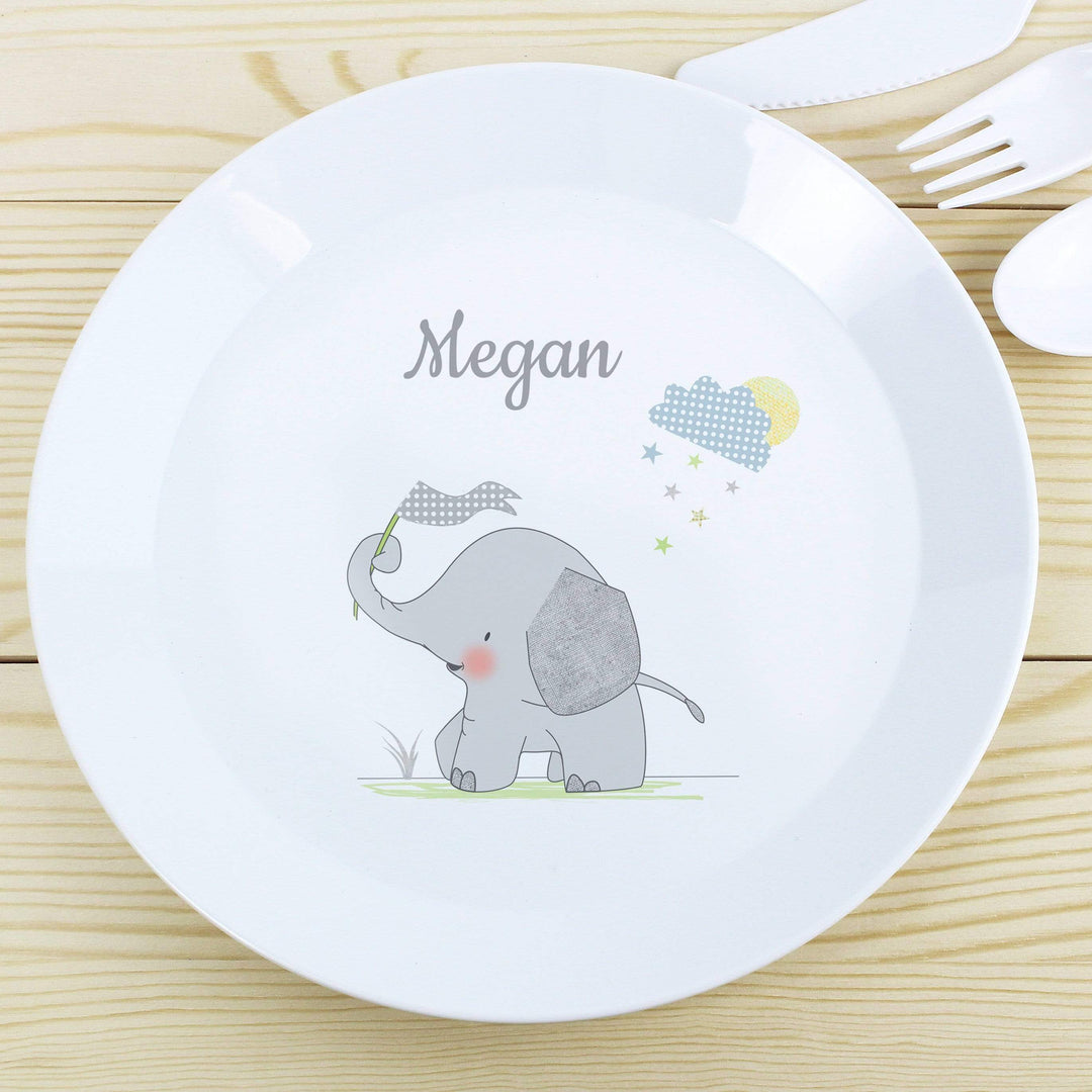 Personalised Memento Mealtime Essentials Personalised Hessian Elephant Plastic Plate